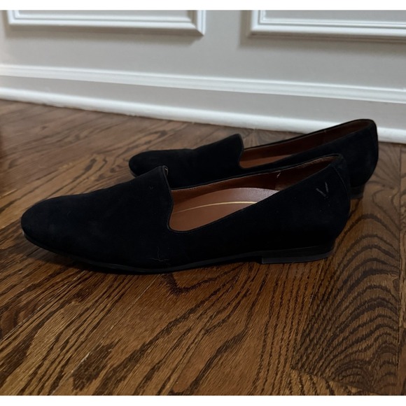 Vionic Willa Suede Loafers Womens 8.5 Black Slip On Flats Classic Shoes - Picture 2 of 11